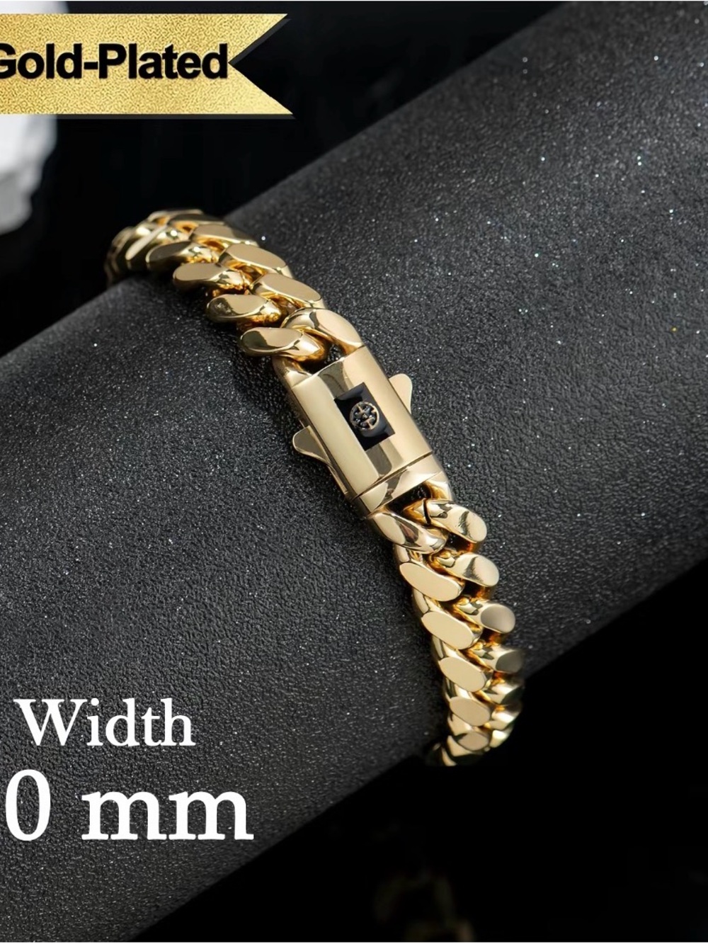 Men's Gold-Tone Curb Chain Bracelet with Decorative Clasp
